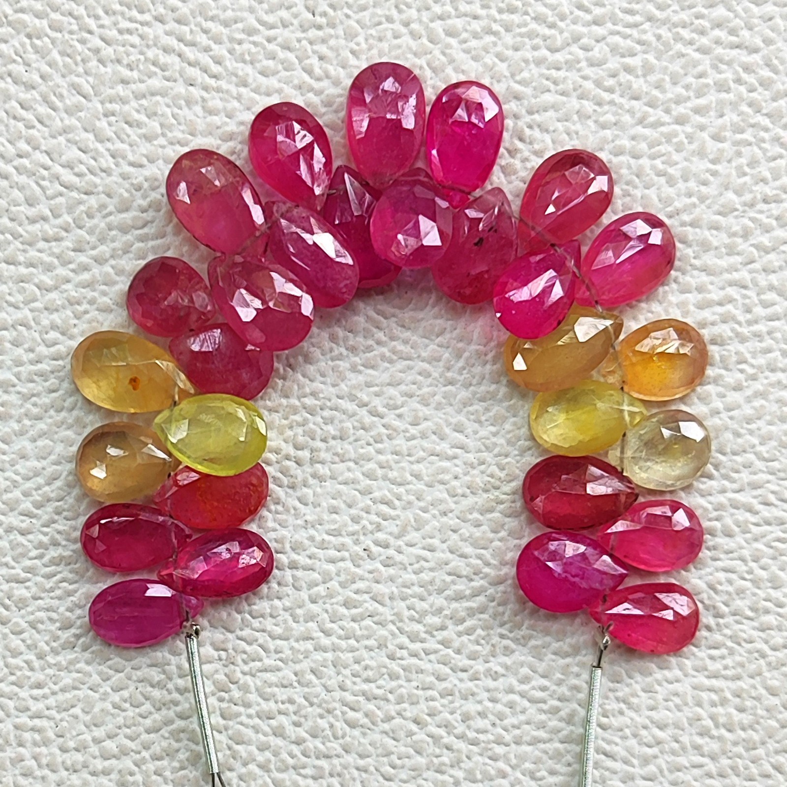 Sri Lanka Multi Sapphire 9×6-10x7mm Faceted Pear Shape Beads 4″ Strand Gemstone