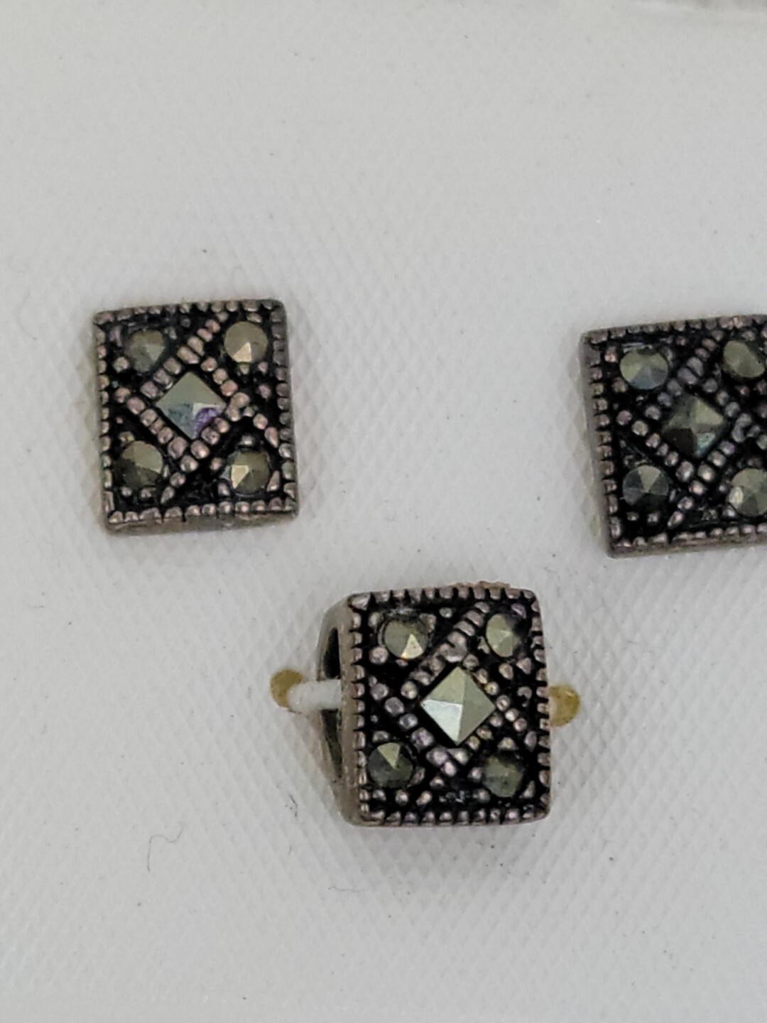 NWT Marcasite Set – Earrings & Pendant Square Studs Sterling Silver 925