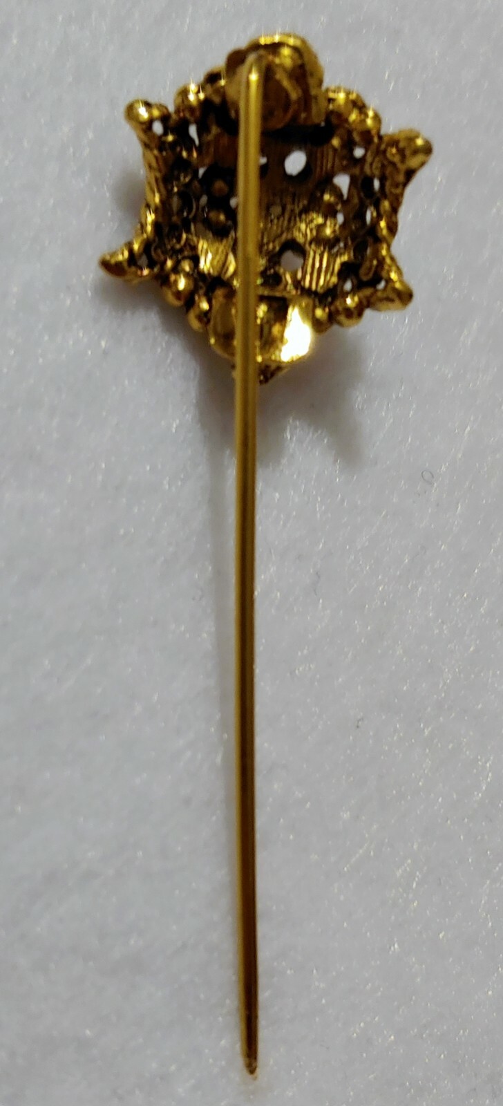 VERY NICE – Great Textured Gold Tone Faux Pearl Stick Pin – 2 1/8 in LONG