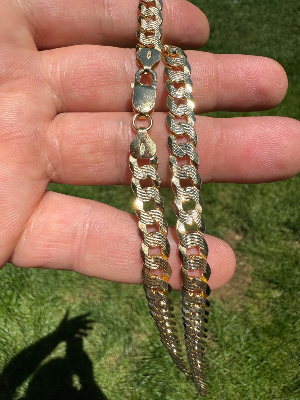 Men’s Cuban Chain Real 14k Gold Plated Solid 925 Silver Hip Hop ITALY 3-10.5mm