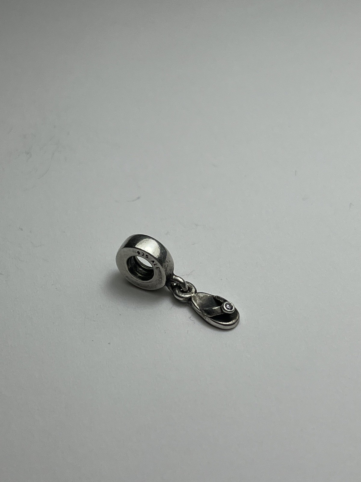 PANDORA ALE 925 STERLING SILVER AMETHYST FLIP FLOP DANGLE CHARM BEAD #790428