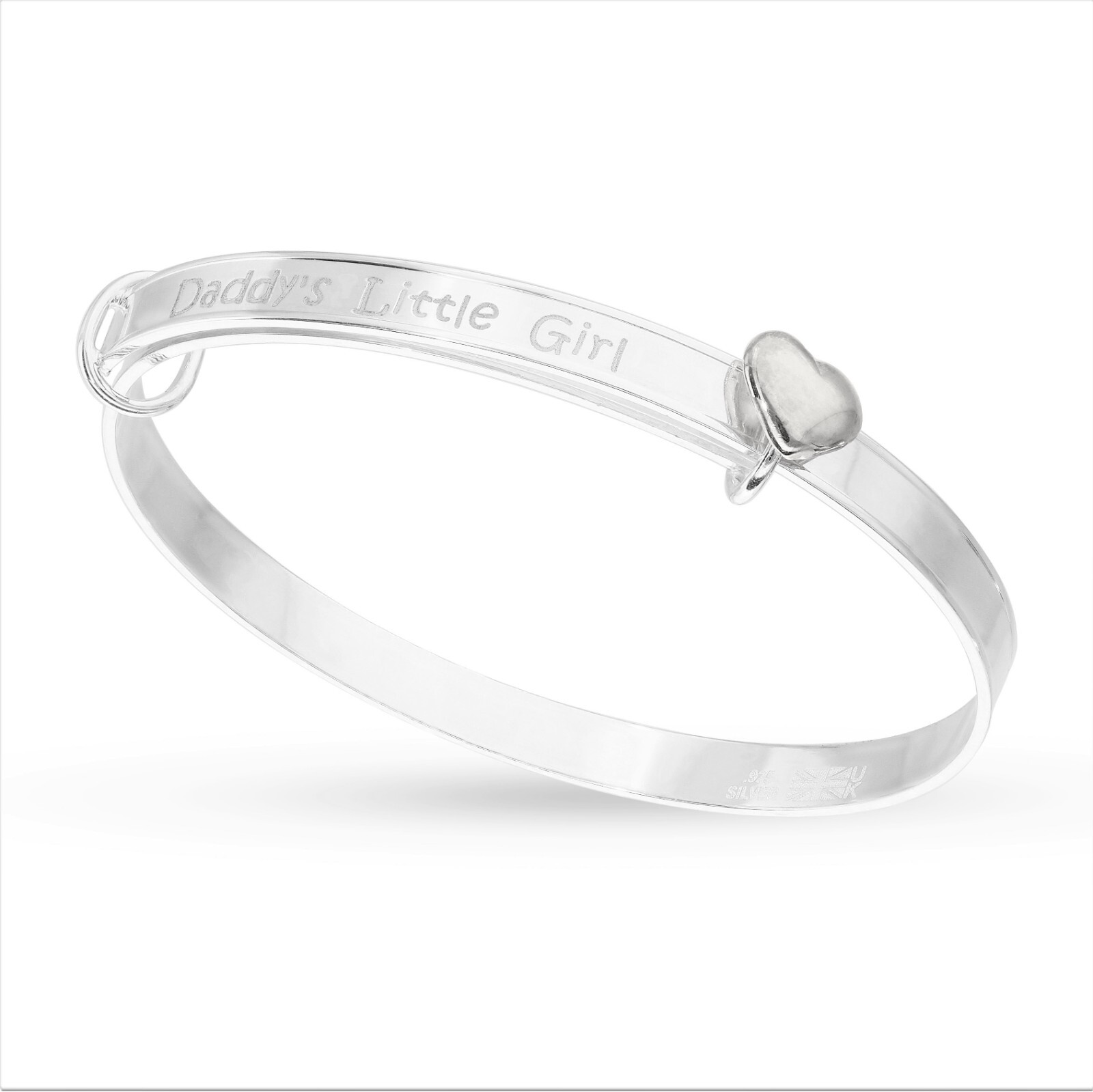 Daddy’s little Girl Heart Bracelet Bangle Silver Baby Shower Baptism Christening