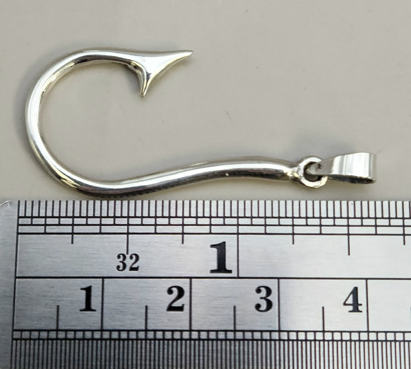 Sterling Silver Fish Hook Pendant Fishing Nautical