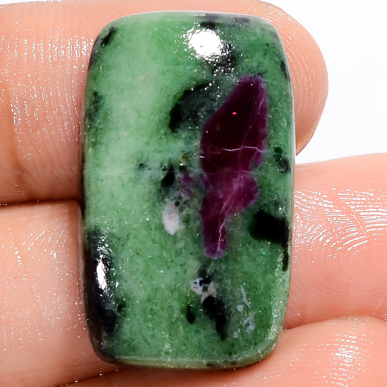 Natural Ruby Zoisite Radiant Shape Cabochon Gemstone 35.5 Ct 26X16X6 mm EE-47392