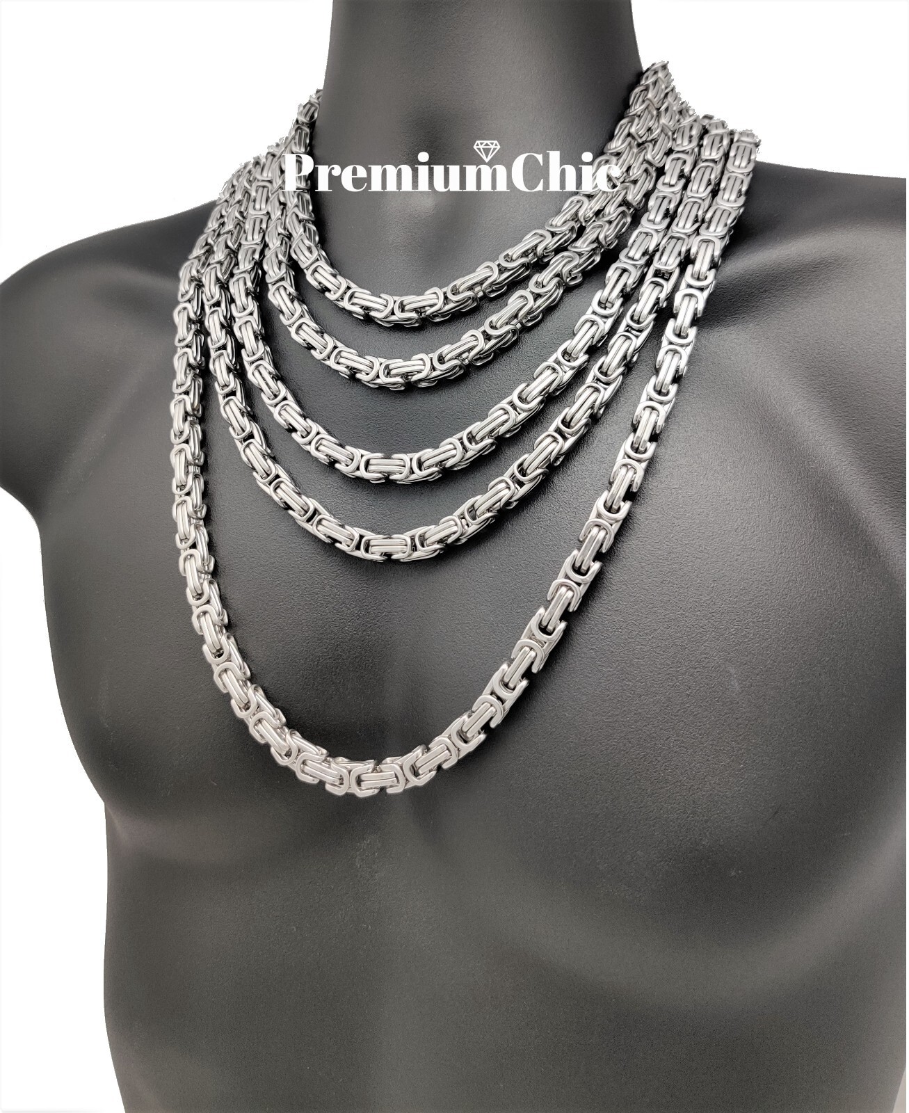 18″-30″ HEAVY STAINLESS STEEL NOT PLATED Byzantine Box Necklace Mens Jewelry 8MM