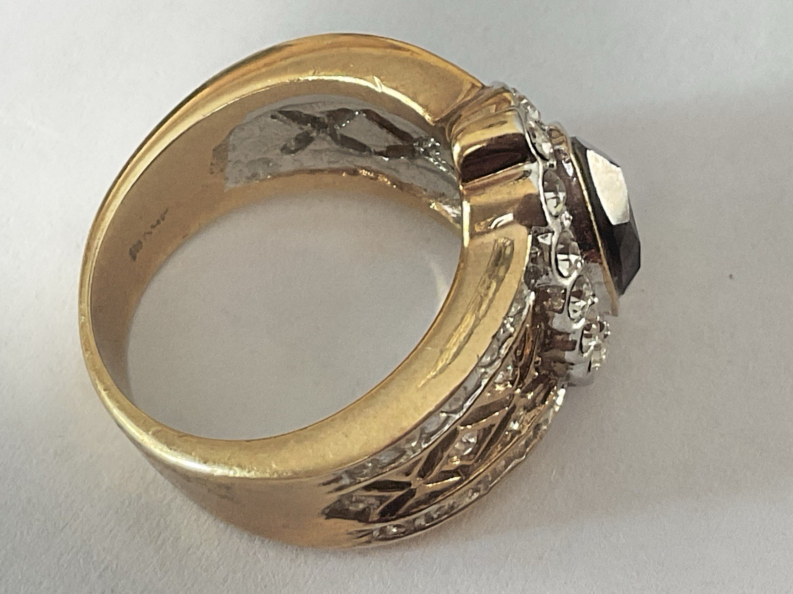Empress Style Wide Band 18KGP Gold Plated Amethyst Ring Sz 7