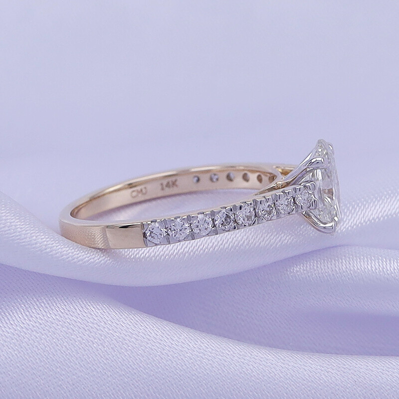 1.38ct Lab Grown Diamond Cathedral Style Engagement Ring in 10K Or 14K Gold