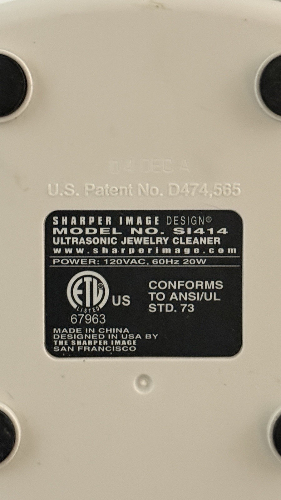 Sharper Image Ultrasonic Jewelry Cleaner S1414