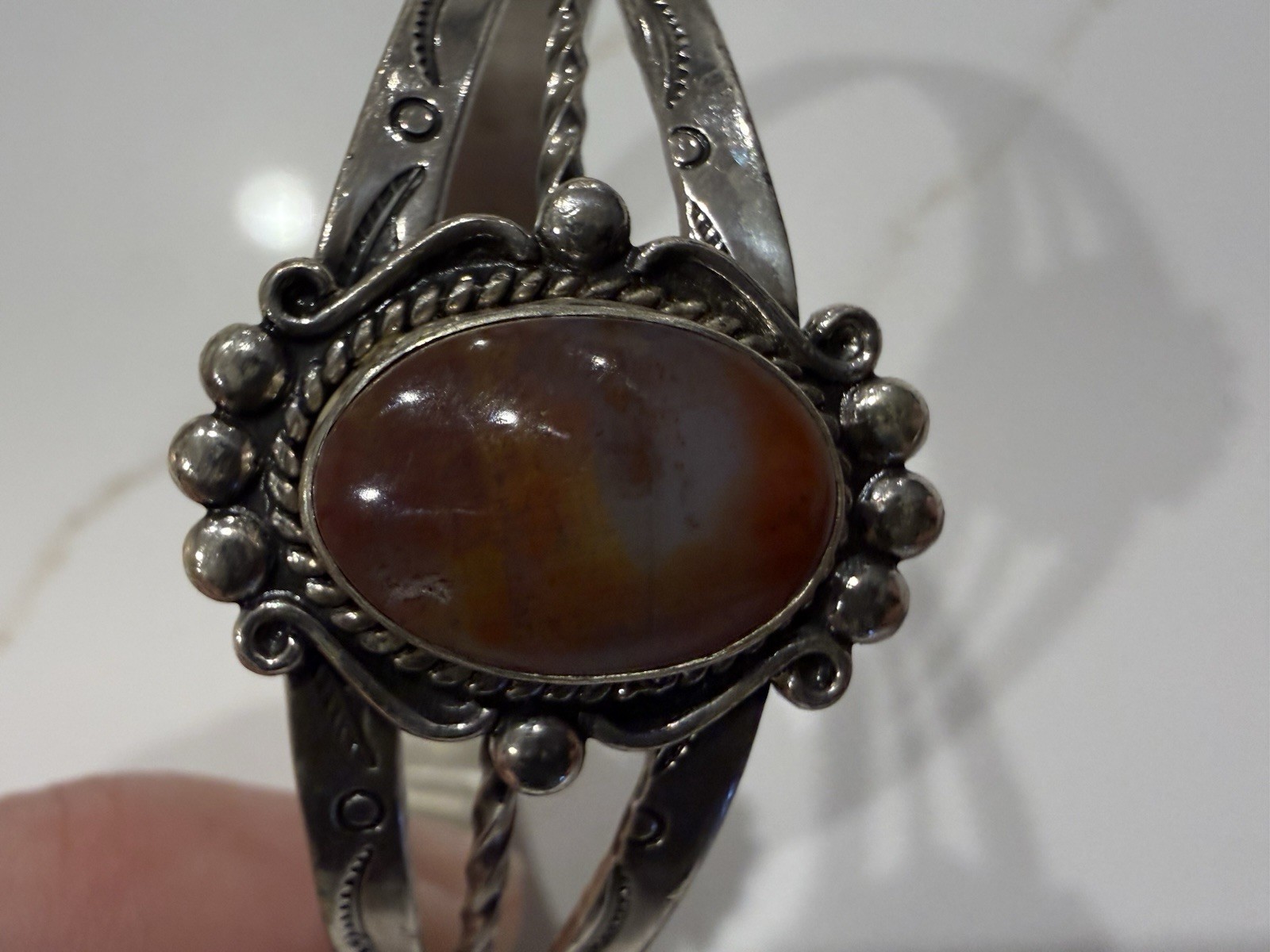 VINTAGE Fred Harvey Era Bracelet Bell Trading Post Carnelian Sterling Silver Old
