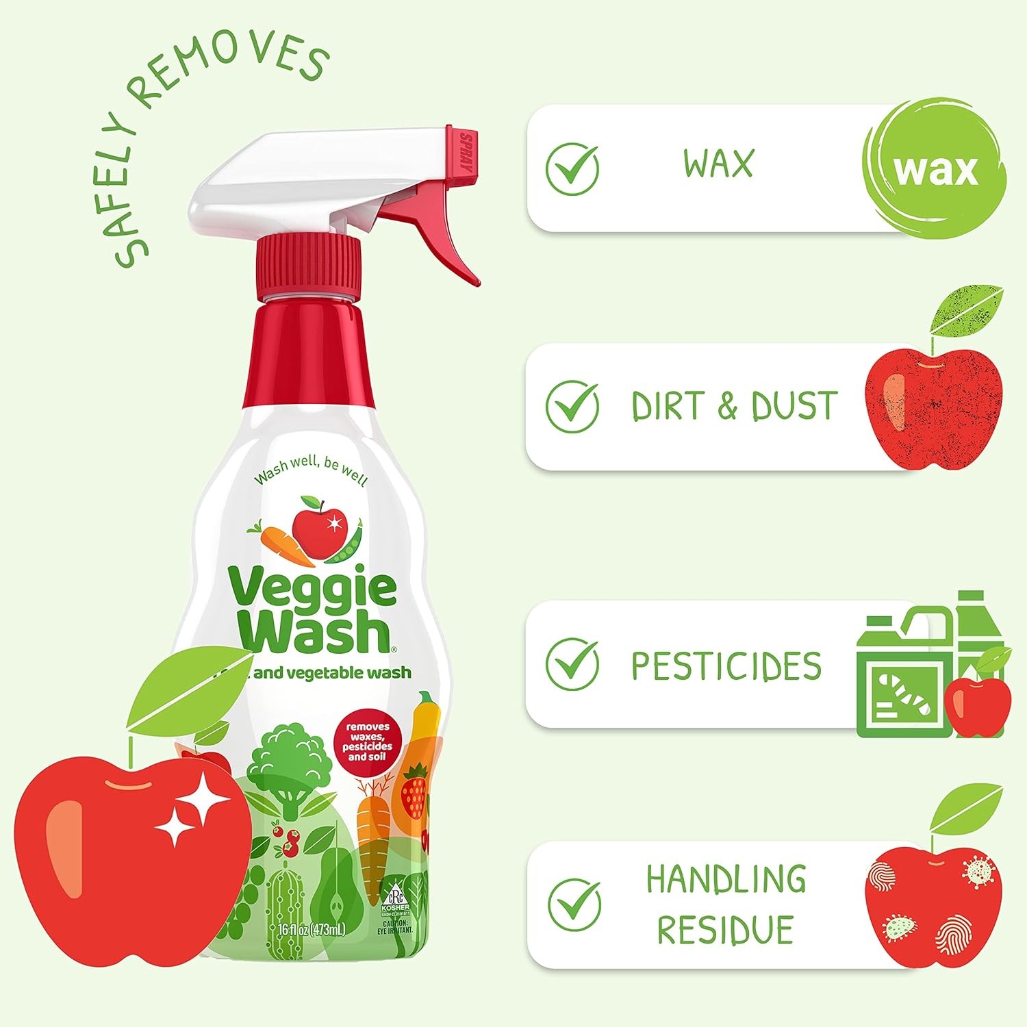 Veggie Wash Fruit & Vegetable Wash, Produce and 16 Fl Oz (Pack of 2)