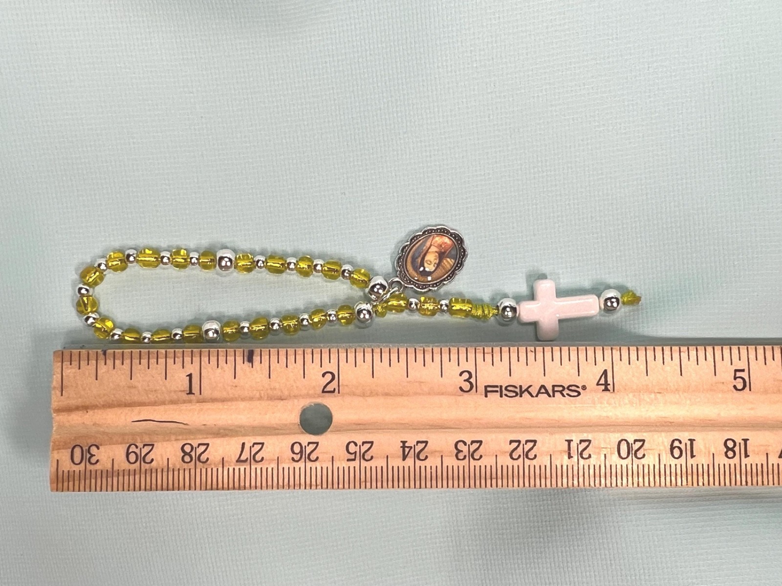 Baby’s First Rosary – Handmade Yellow Glass Beads, Catholic Baptism Keepsake