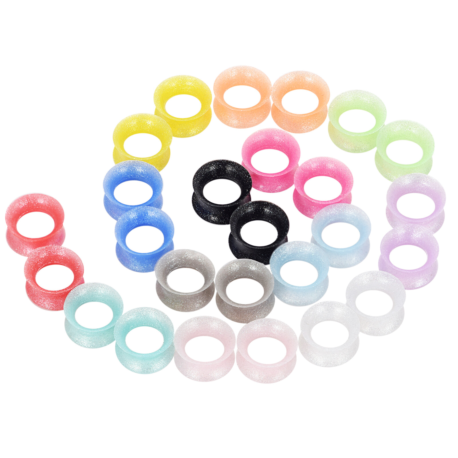 1 Pair Silicone Flexible Tunnels Double Flared Ear Plug Gauges Piercing Jewelry
