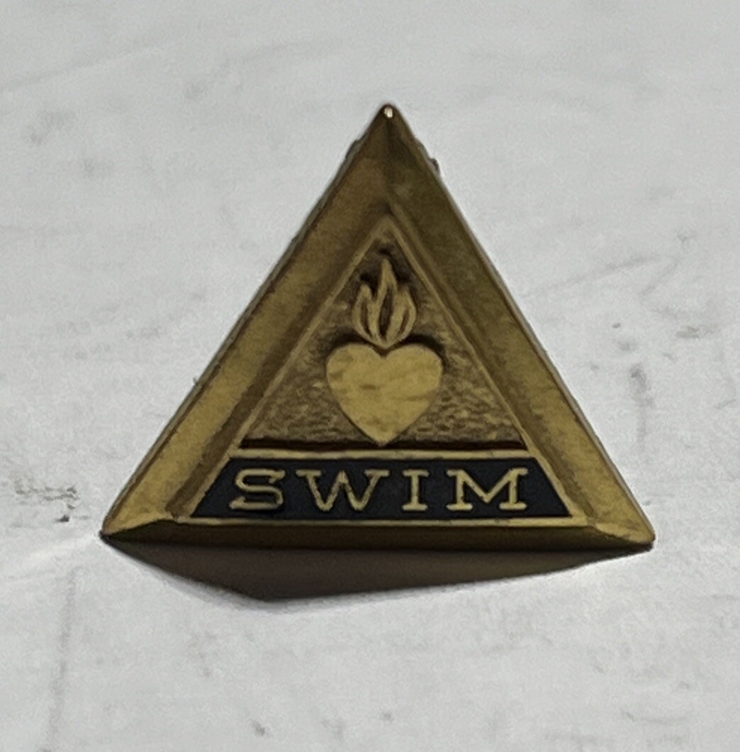 VINTAGE 24K GOLD PLATED TERRY BERRY SWIM BROOCH PIN STAMPED 24K GP