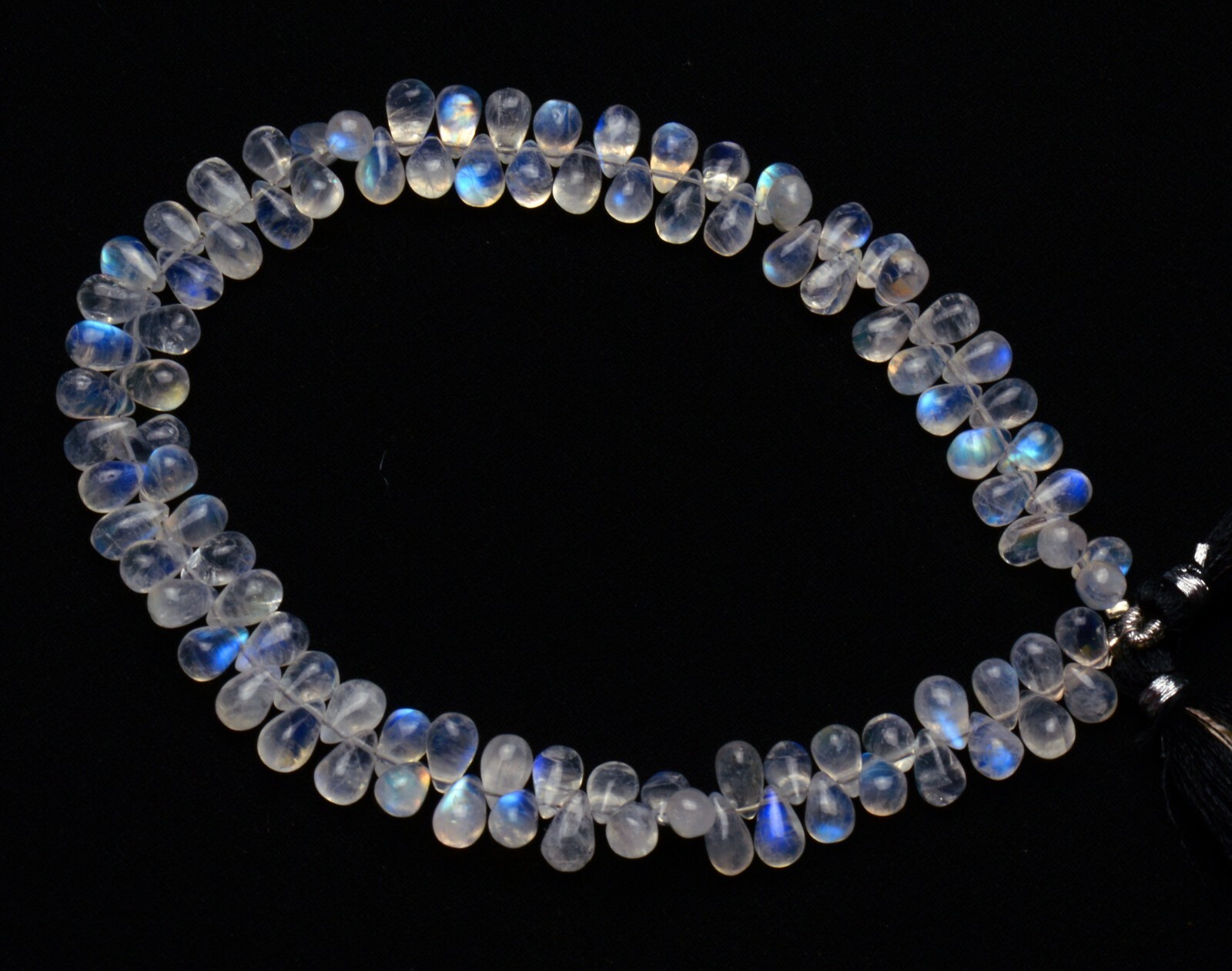 Natural Gem Rainbow Moonstone 7x5mm Approx Size Teardrop Shape Smooth Beads 10″