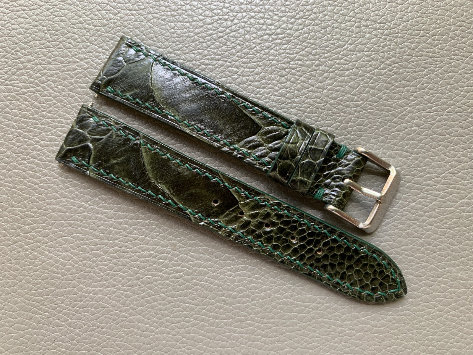 Green Genuine Ostrich skin leather watch strap band Custom Sizes 10mm to 26mm
