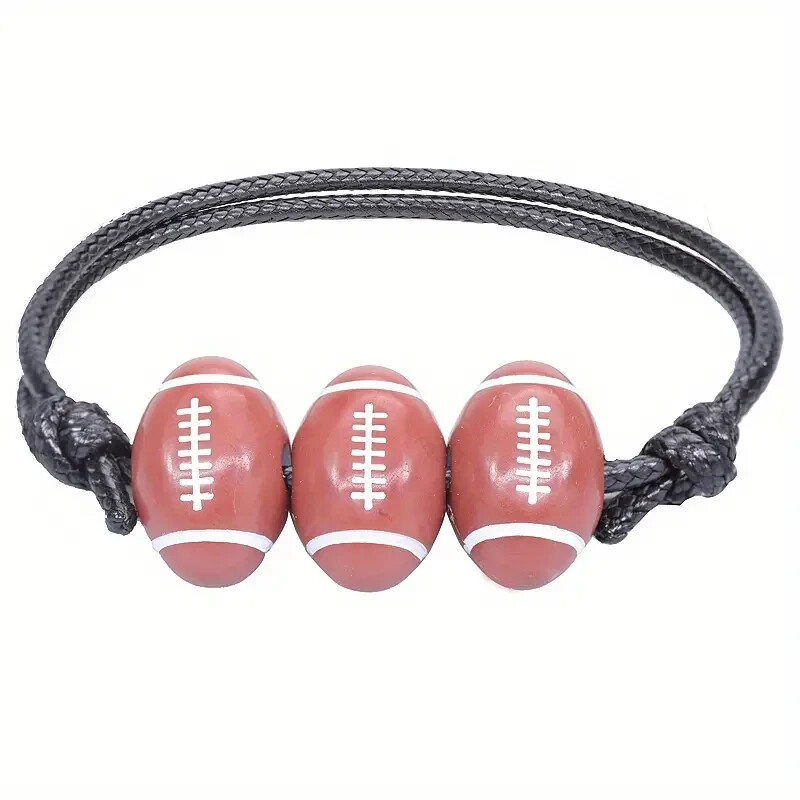 Baseball Charm Bracelet Unisex Adjustable Sports Woven Bracelet