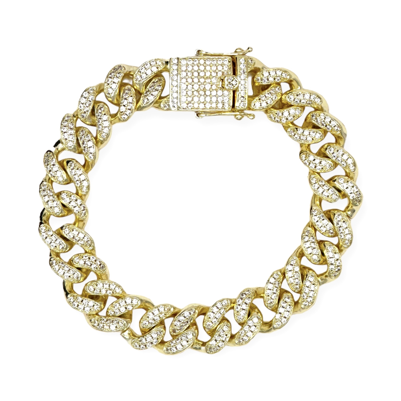 Special Occassion!! Gold Chain 12mm Necklace With Pave CZ’s All Over, Looks L…