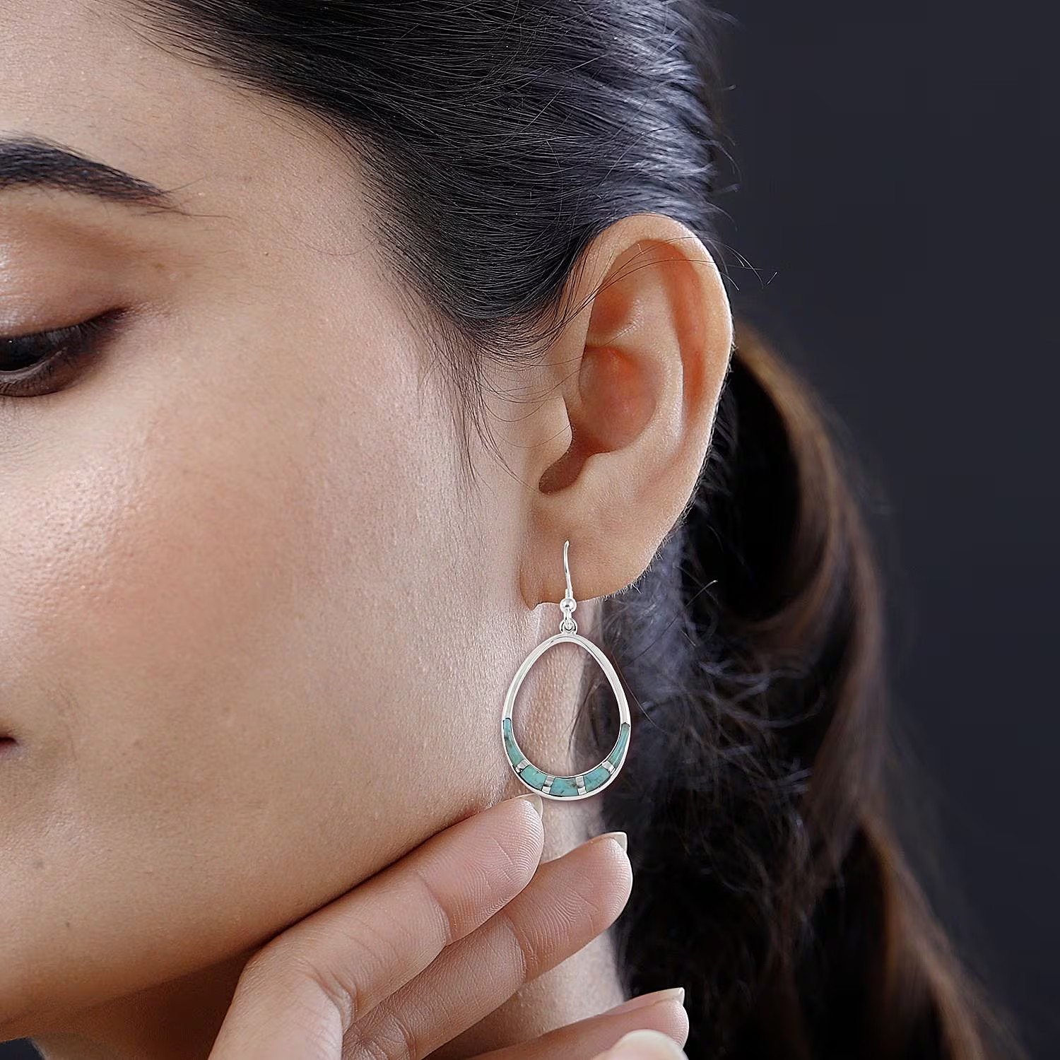 Turquoise Dangle Earrings in Sterling Silver 0.70 ctw