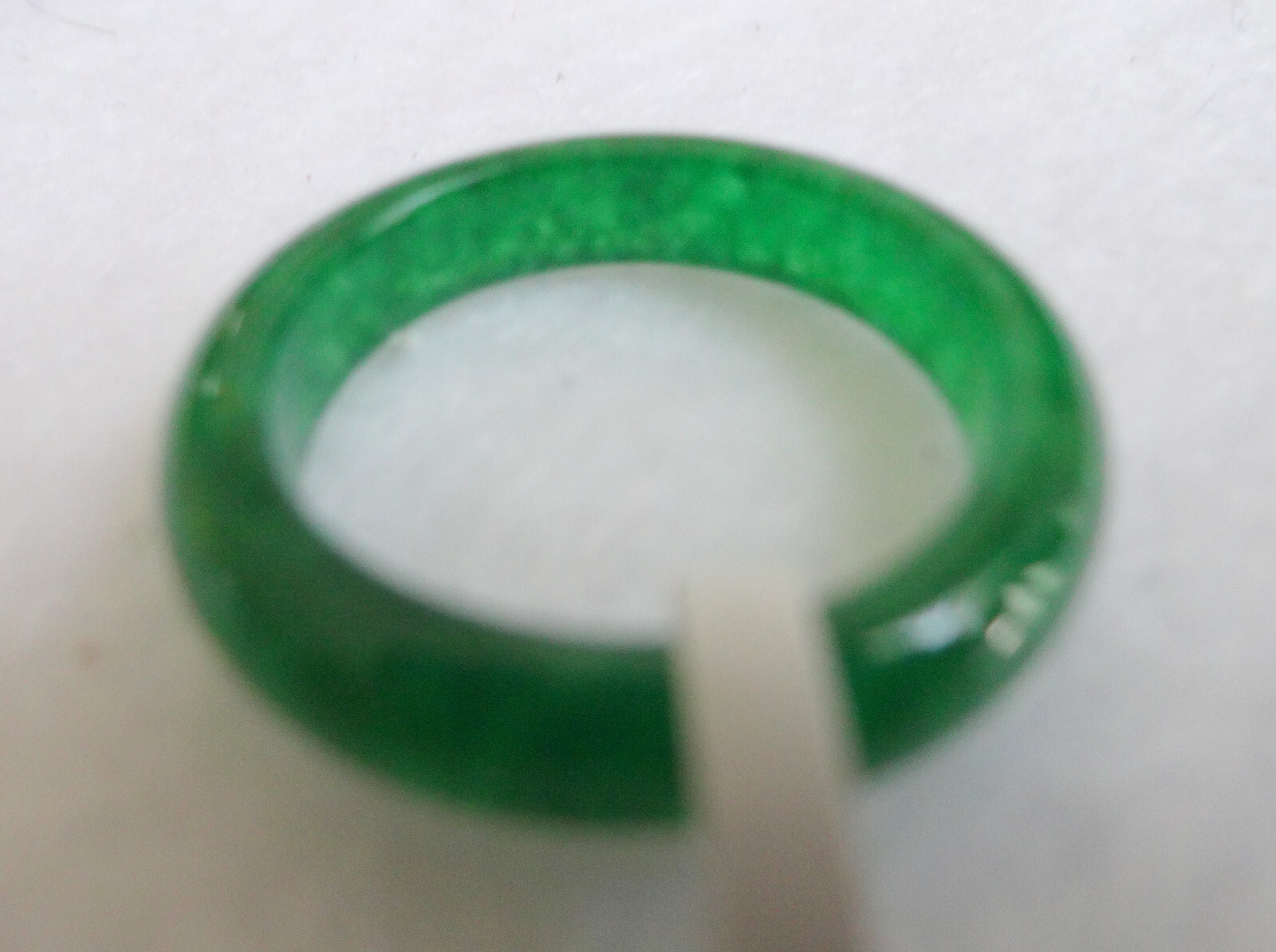Chinese Natural Grade A Translusent Apple Green Jade Nephrite Ring Size 7.5