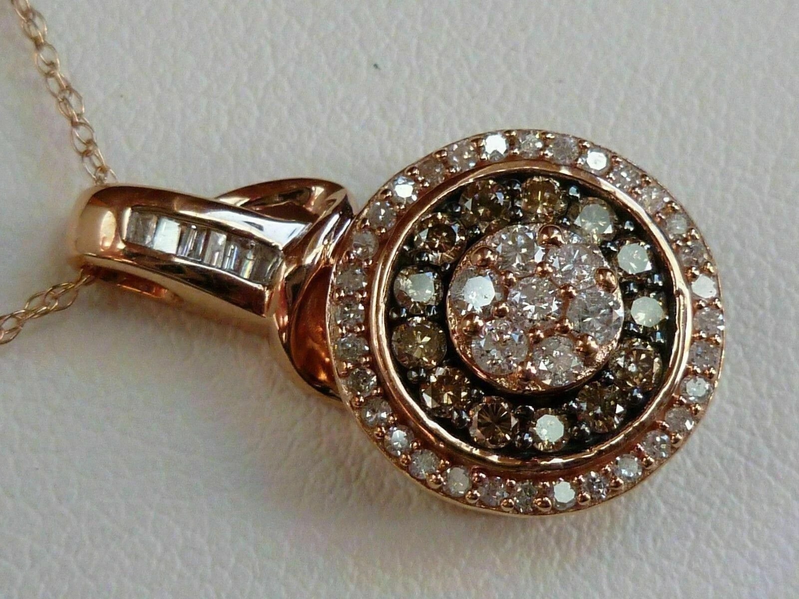 2Ct Round Cut Lab-Created Chocolate Diamond Cluster Pendant 14k Rose Gold Plated
