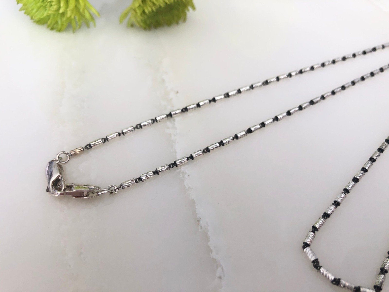 Black Ruthenium Bar Cable Silver 925 Glasses Chain/ Nacklace
