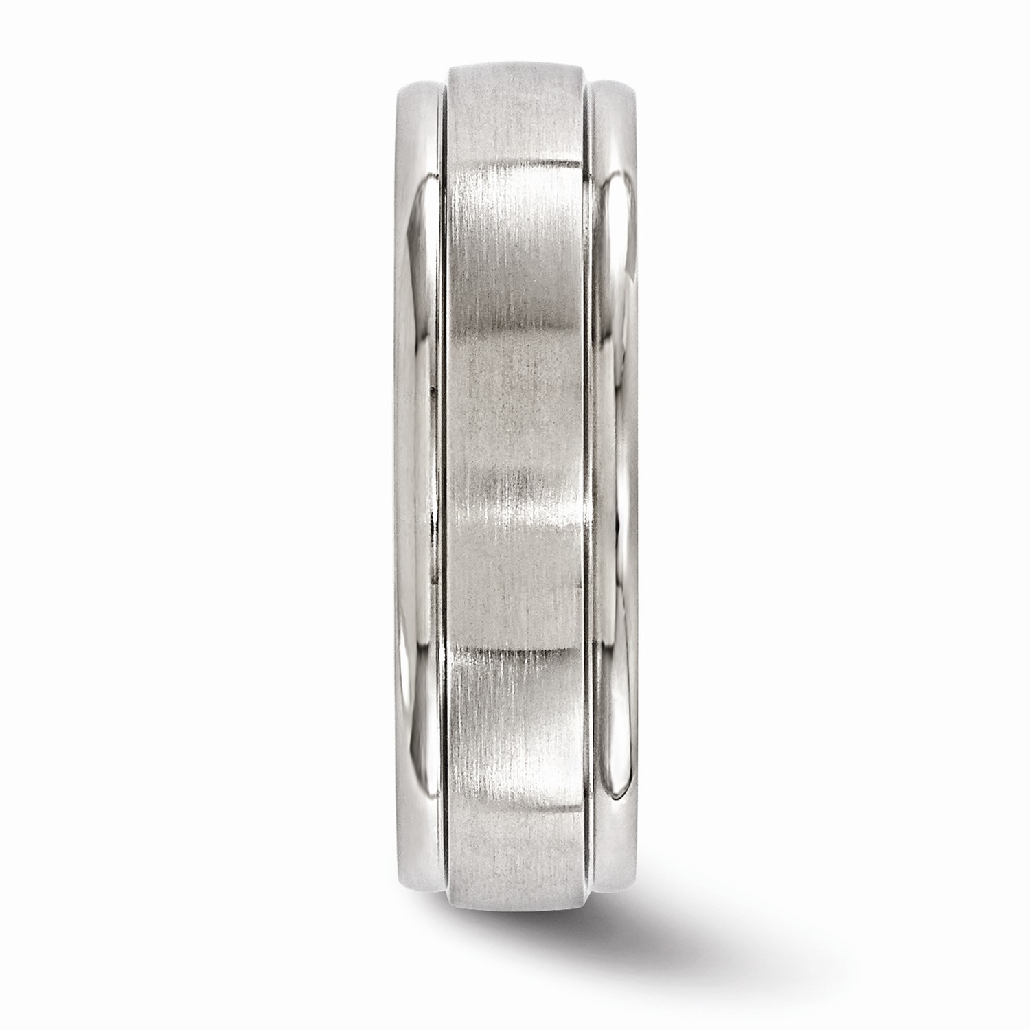 Edward Mirell Grey Titanium 7mm Brushed & Round Step Wedding Band Sizes 7 to 13
