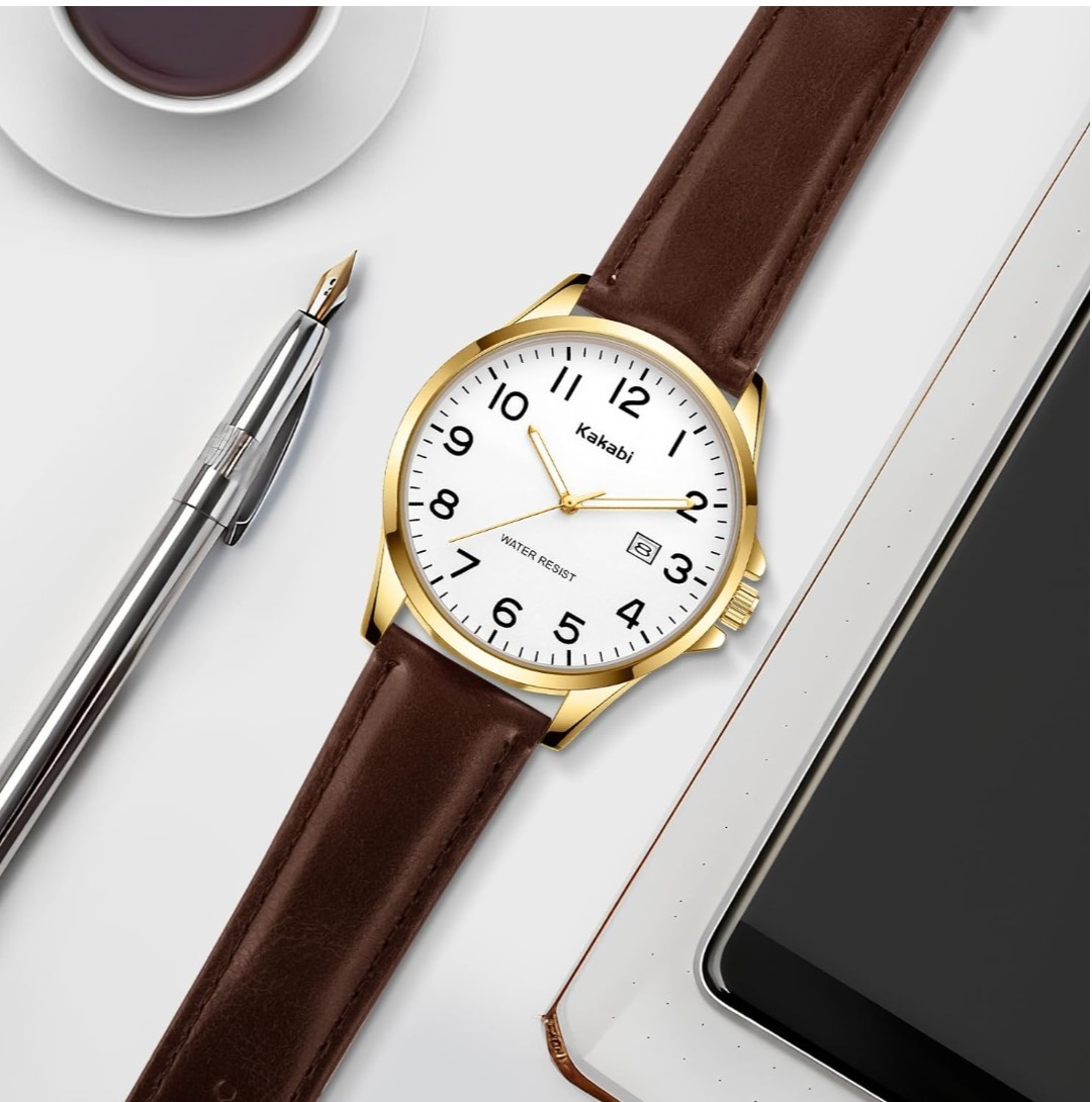Men Fashion Minimalist Wrist Watch Waterproof Quartz Analog Date With Leather St