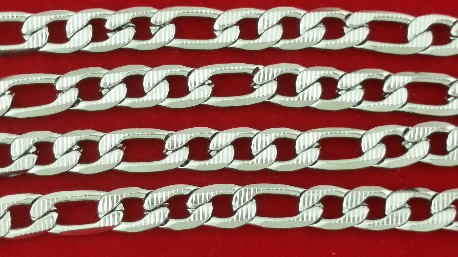 Stainless Steel Diamond Cut Figaro Link Chain Choker Necklace Anklet Bracelet