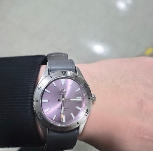 Orient Mako Automatic Men’s Watch RA-AC0Q07V10B Lilac Purple Dial Grey Leather