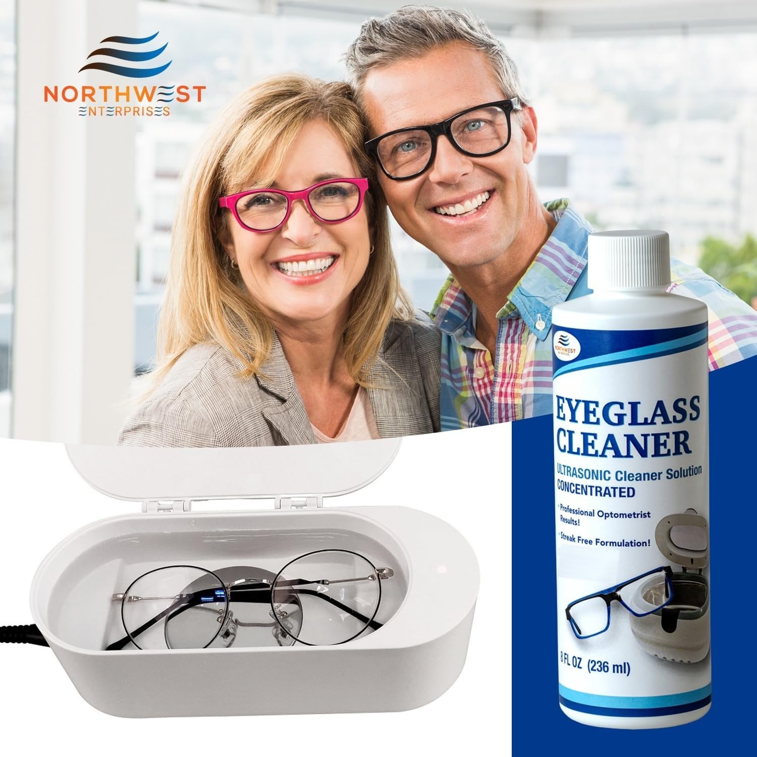 Ultrasonic Eyeglass Cleaner Concentrate 32 oz – Removes Oil, Makeup & Grime