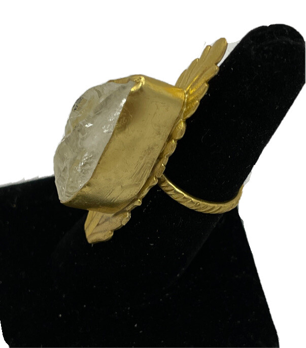 Zeyzey Handmade NERO Crystal Quartz Ring Size 6 Adjustable NWOT