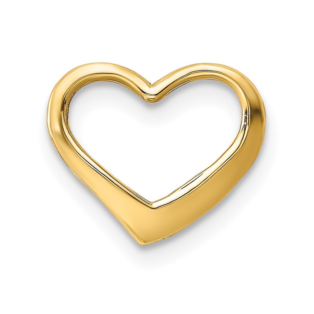 14K Yellow Gold Floating Heart Charm Pendant L 14.2mm, W 12.25mm
