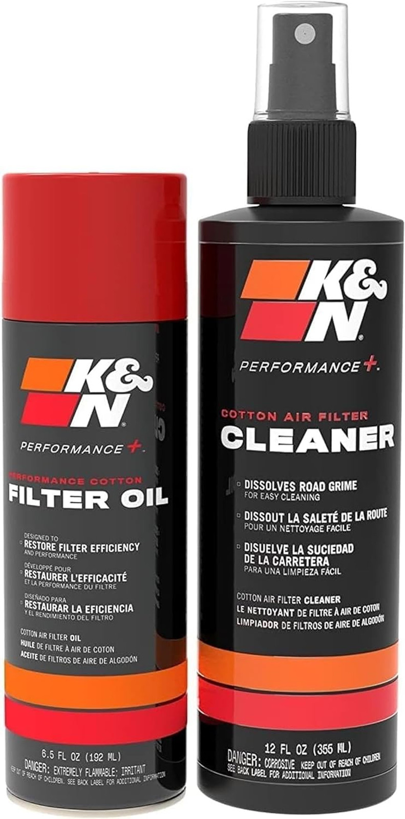 K&N Air Filter Cleaning Kit with Cleaner & Oil Restores Performance Filter Care