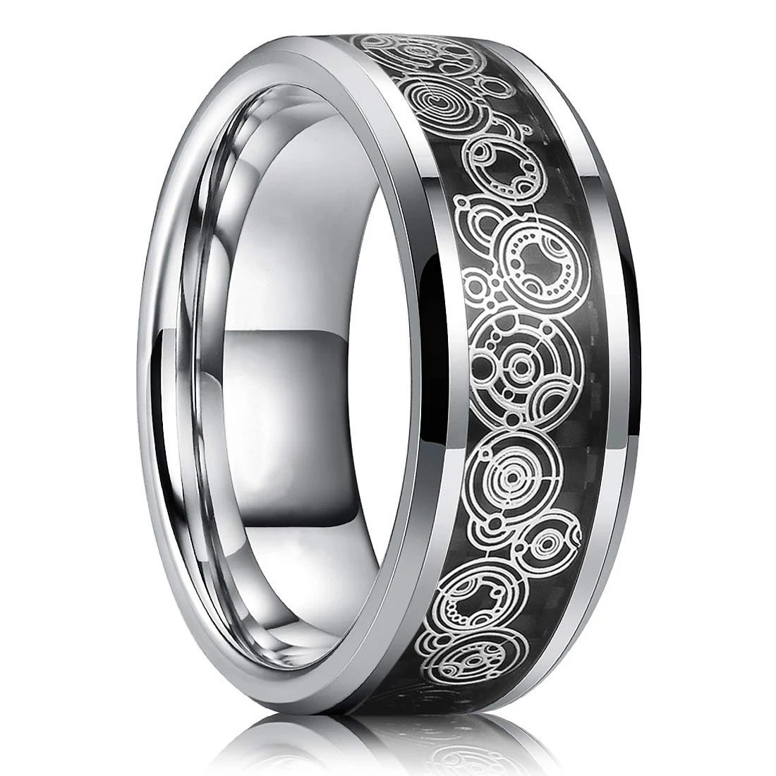Men Women Gold Plated Blue Black Red Stainless Steel Celtic Dragon Band Ring 8mm