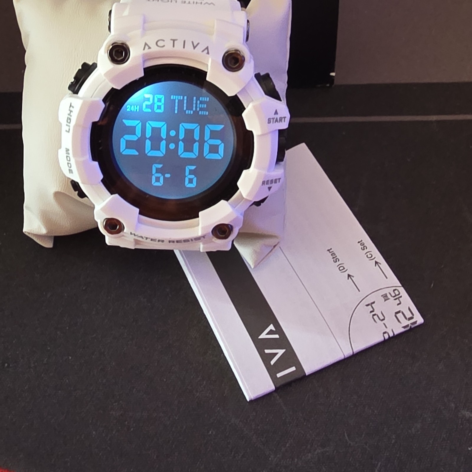 Activa Men’s Sport Digital Quartz Watch Backlight Day/Date White Strap Box