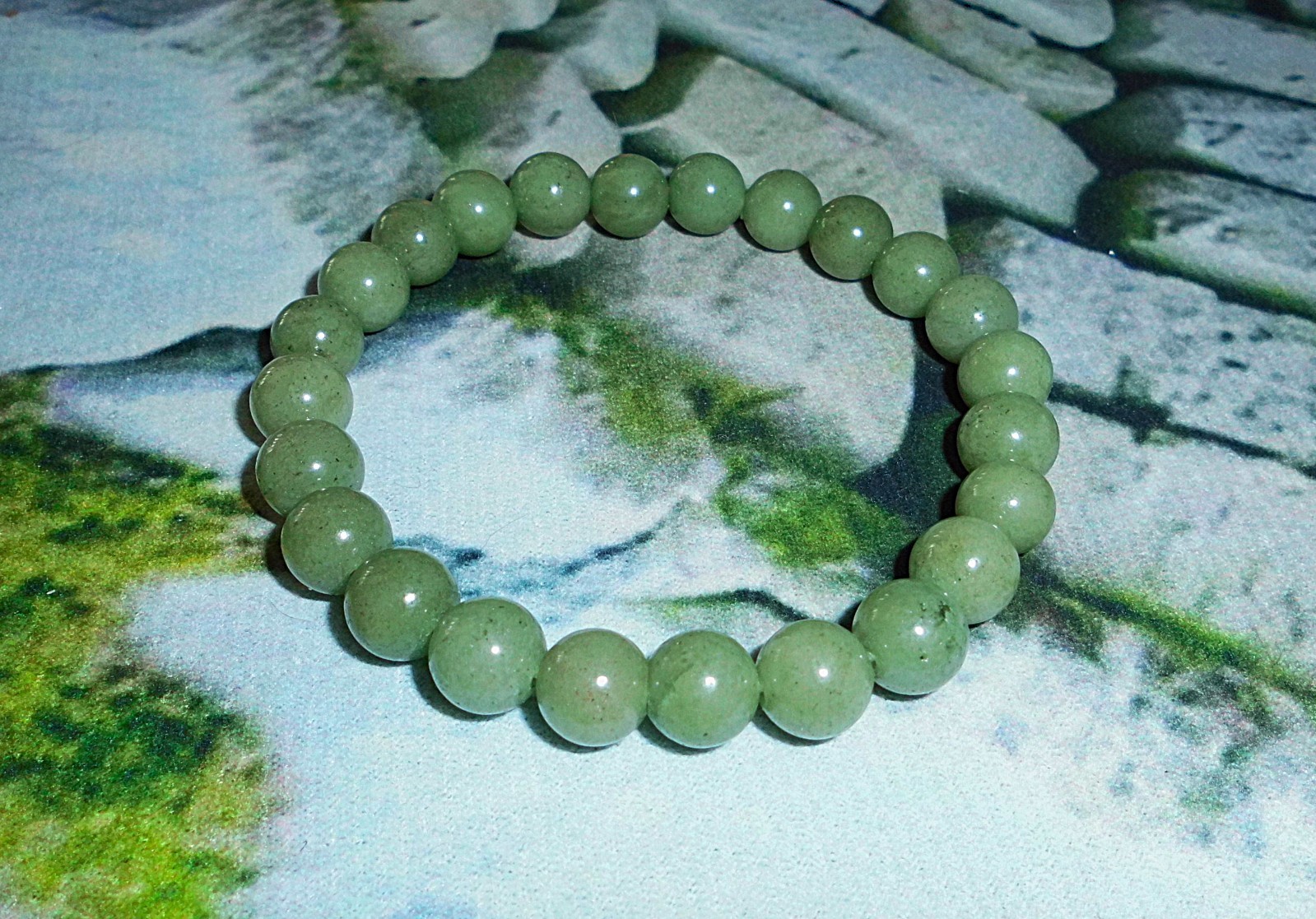 JADE Organic Burma 8mm BEADED STRETCH [ 7 1/4″ ] BRACELET NEW *USA