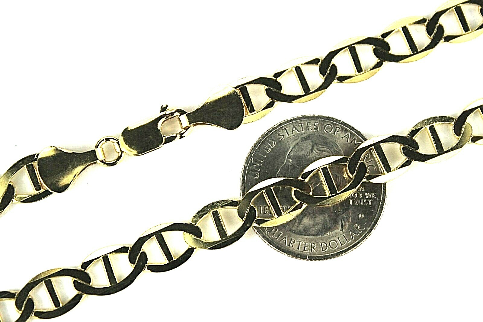 10K Solid Yellow Gold Mariner Link Chain Necklace Men Women 2mm~7.5mm 16″~30″