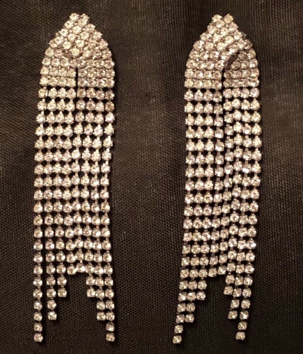 Elo7 Strass Crystals Rhinestone Tassel Dangling Chandelier Earrings