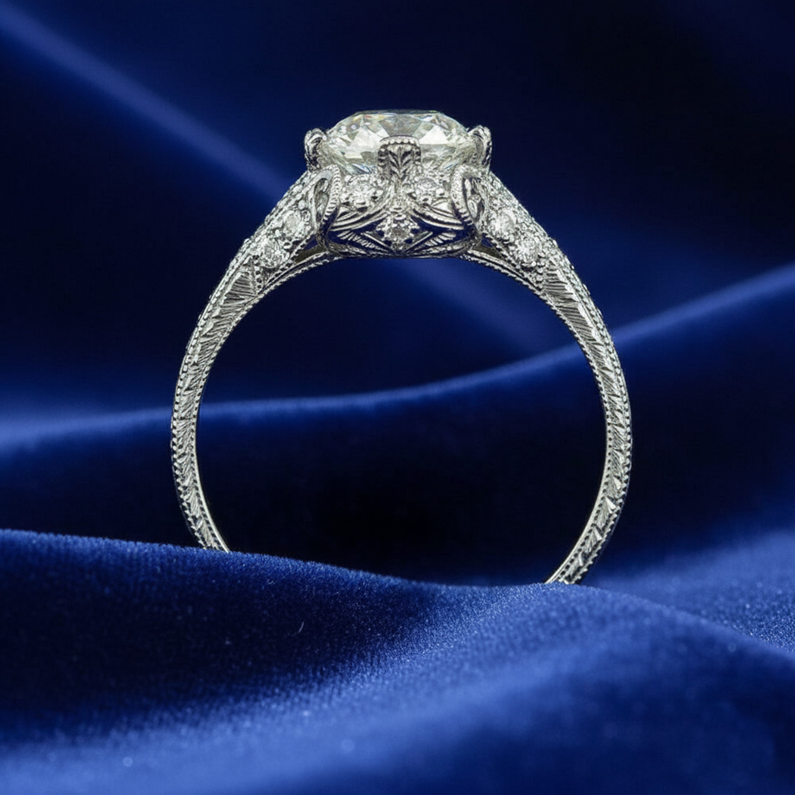 Old European Cut Simulated Diamond 14K Gold Vintage Inspire Wedding Ring For Her