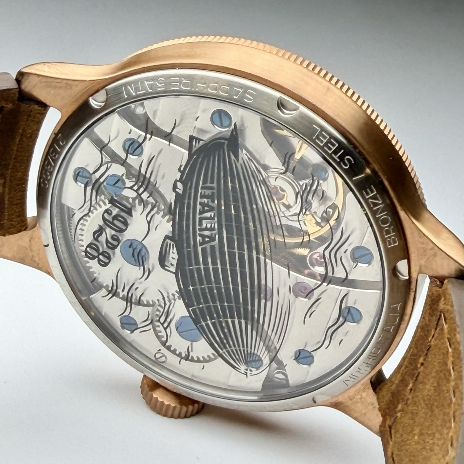 Buyalov Airship Italia Limited Ed. Bronze Type B Sapphire Mens 43mm Manual Watch