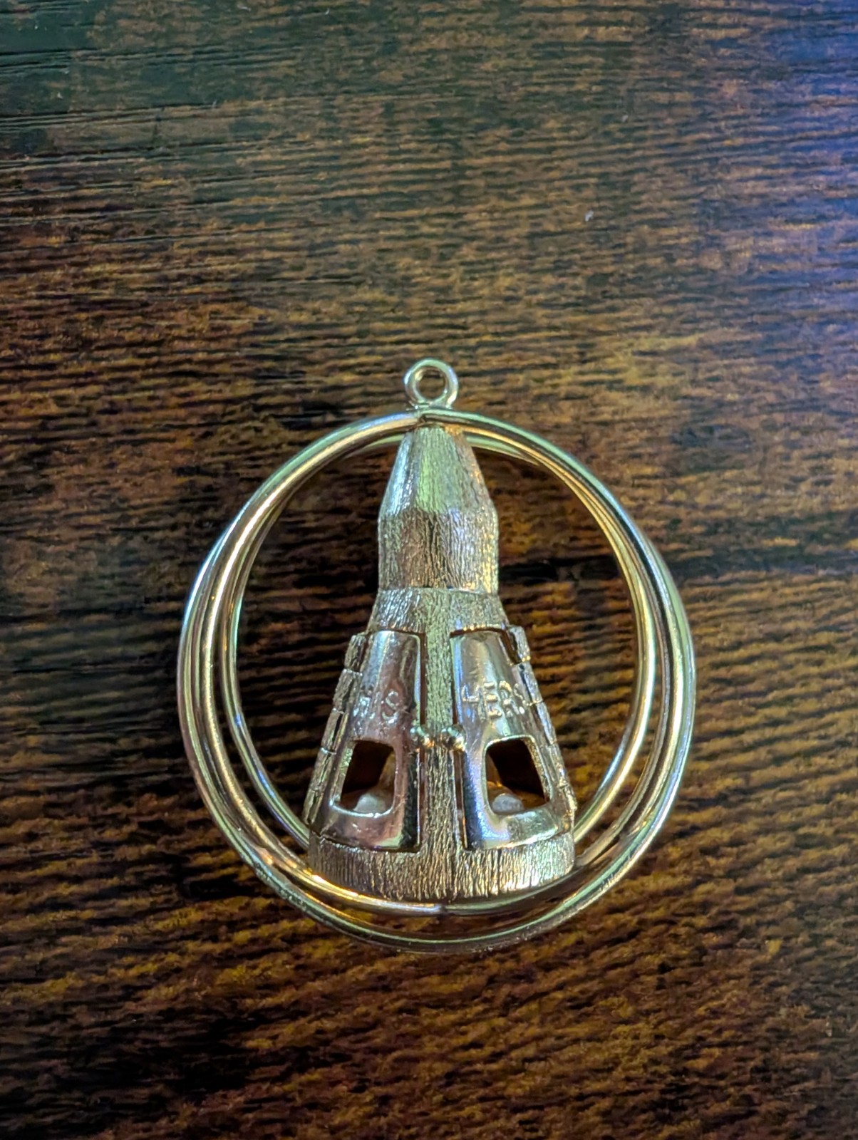 Vintage 14k Gold Mechanical Gemini Space Capsule Charm Pendant Heavy 19g+ NASA