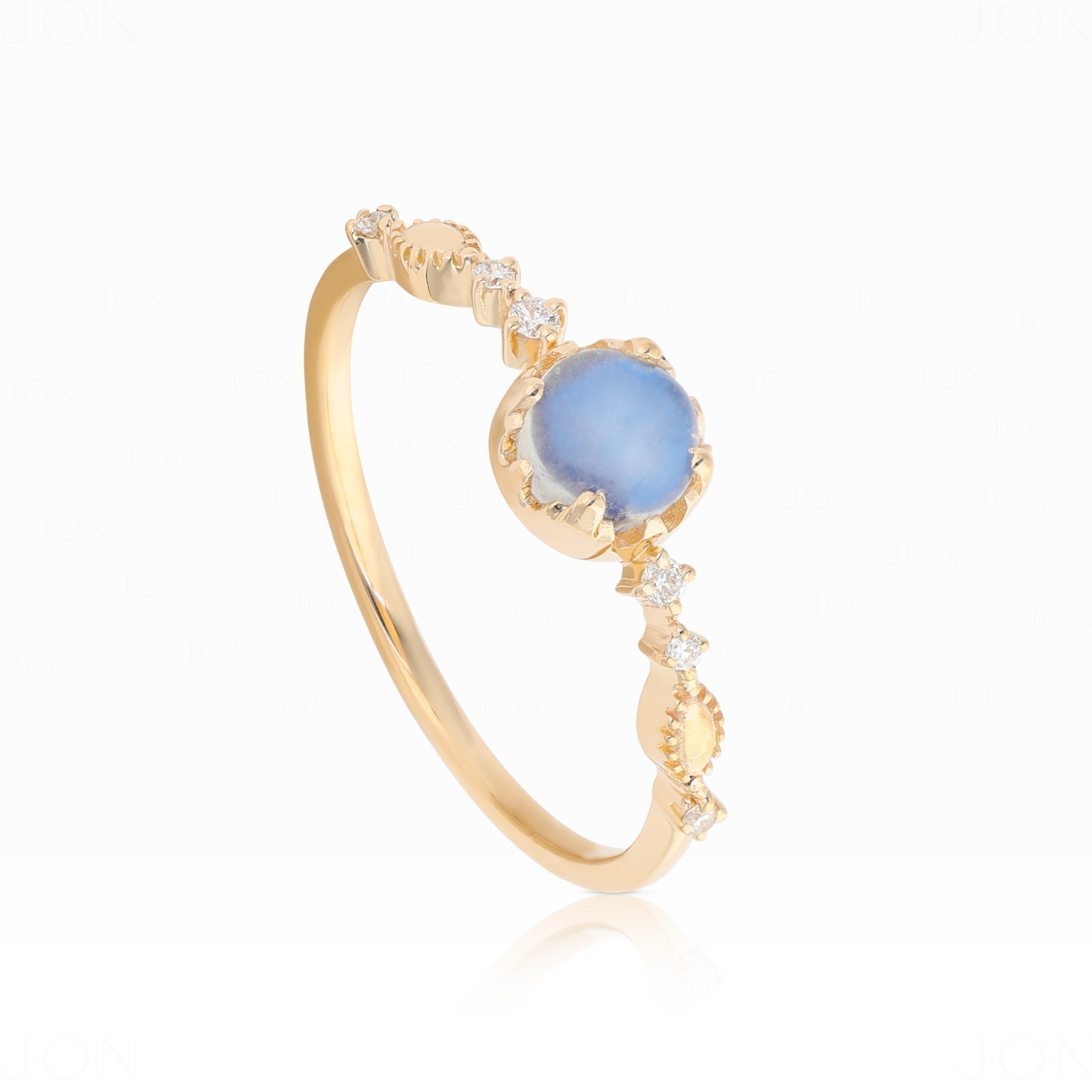 14K Gold Multi-Gemstone Option & Diamond Gift Ring Jewelry