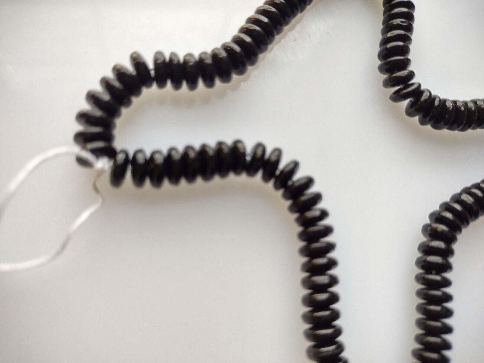 (100) Vintage Jet Black Round Wafer Shape Czech Beads Jewelry Crafts NOS 6mm