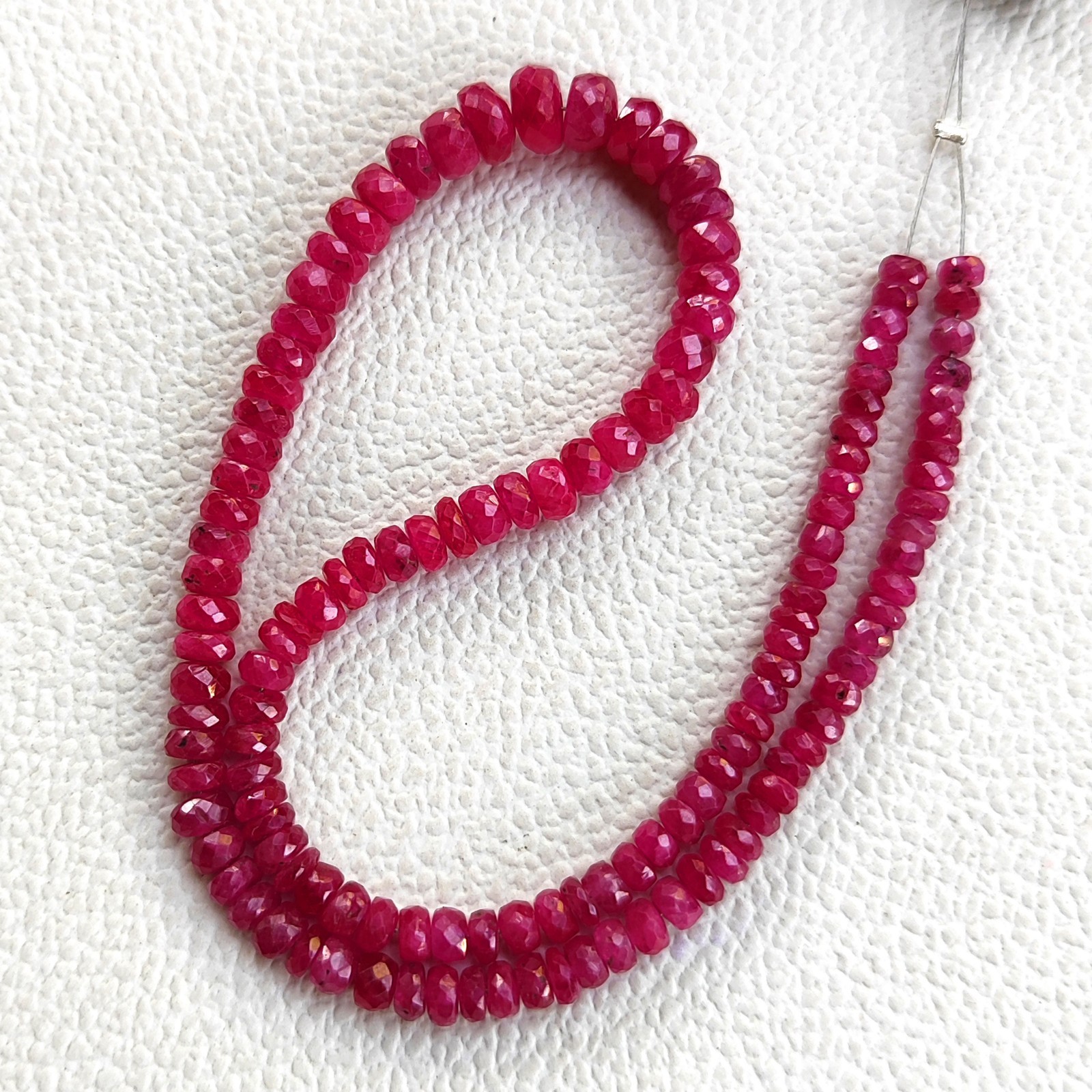 Myanmar Ruby 3.5-6mm Faceted Rondelle Cut Stone Beads 12” Strand Natural Gems