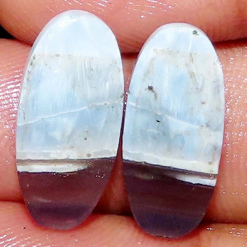 13.45 CTS 100% Natural Untreated BLUE OPAL Pair Oval Cabochon 10X21X3mm Gemstone