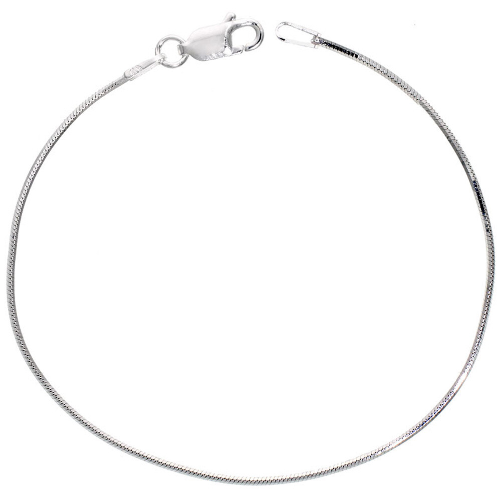 925 Sterling Silver Octagon Diamond Cut Snake Chain Necklace 0.9mm 16″ to 20″