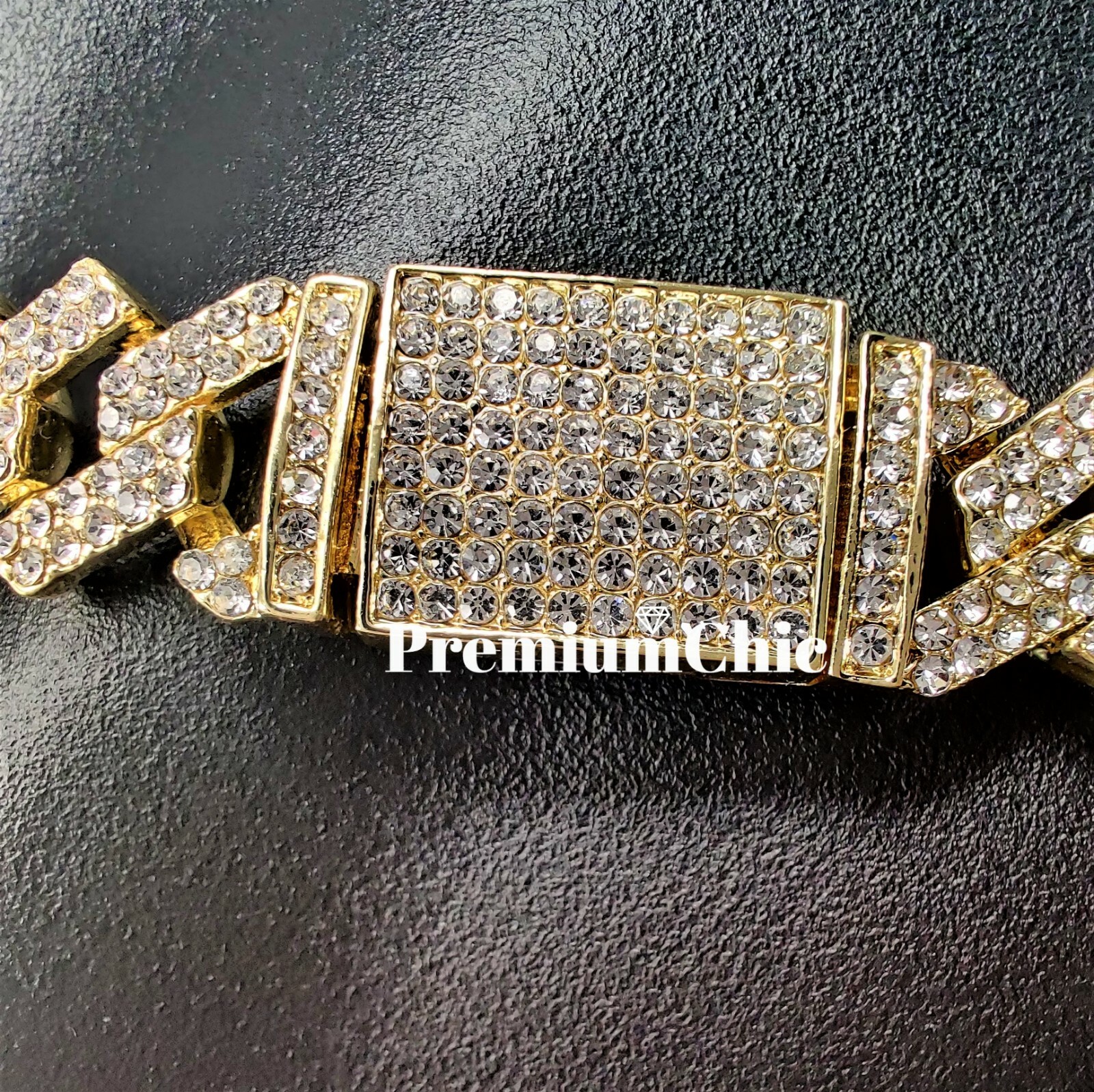 Miami Cuban Designer Prong Link Chain Necklace or Bracelet Men Plated CZ Jewelry
