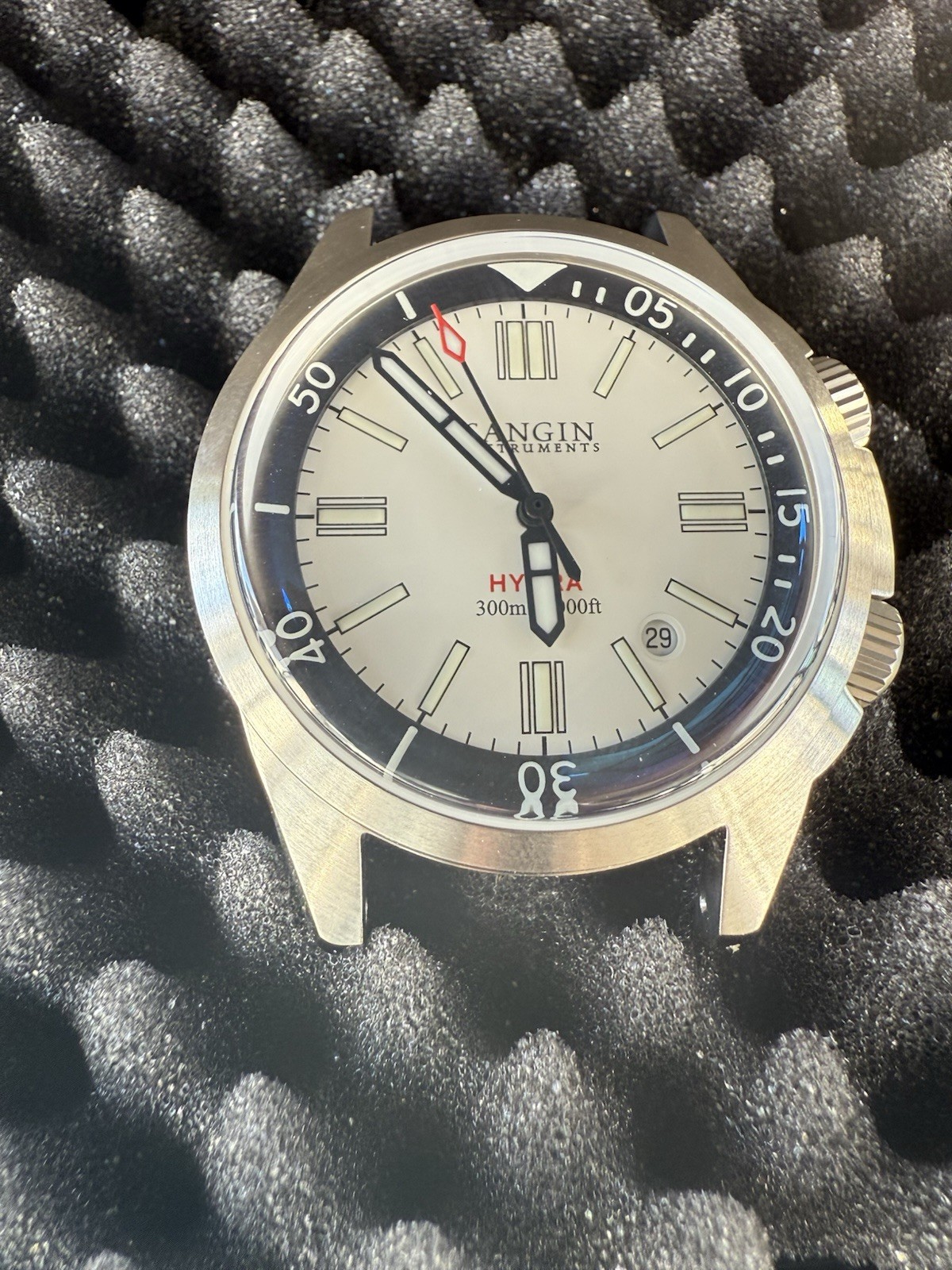 MINT Sangin Instruments HYDRA II – Brushed DIVER WHITE DIAL COMPLETE SET