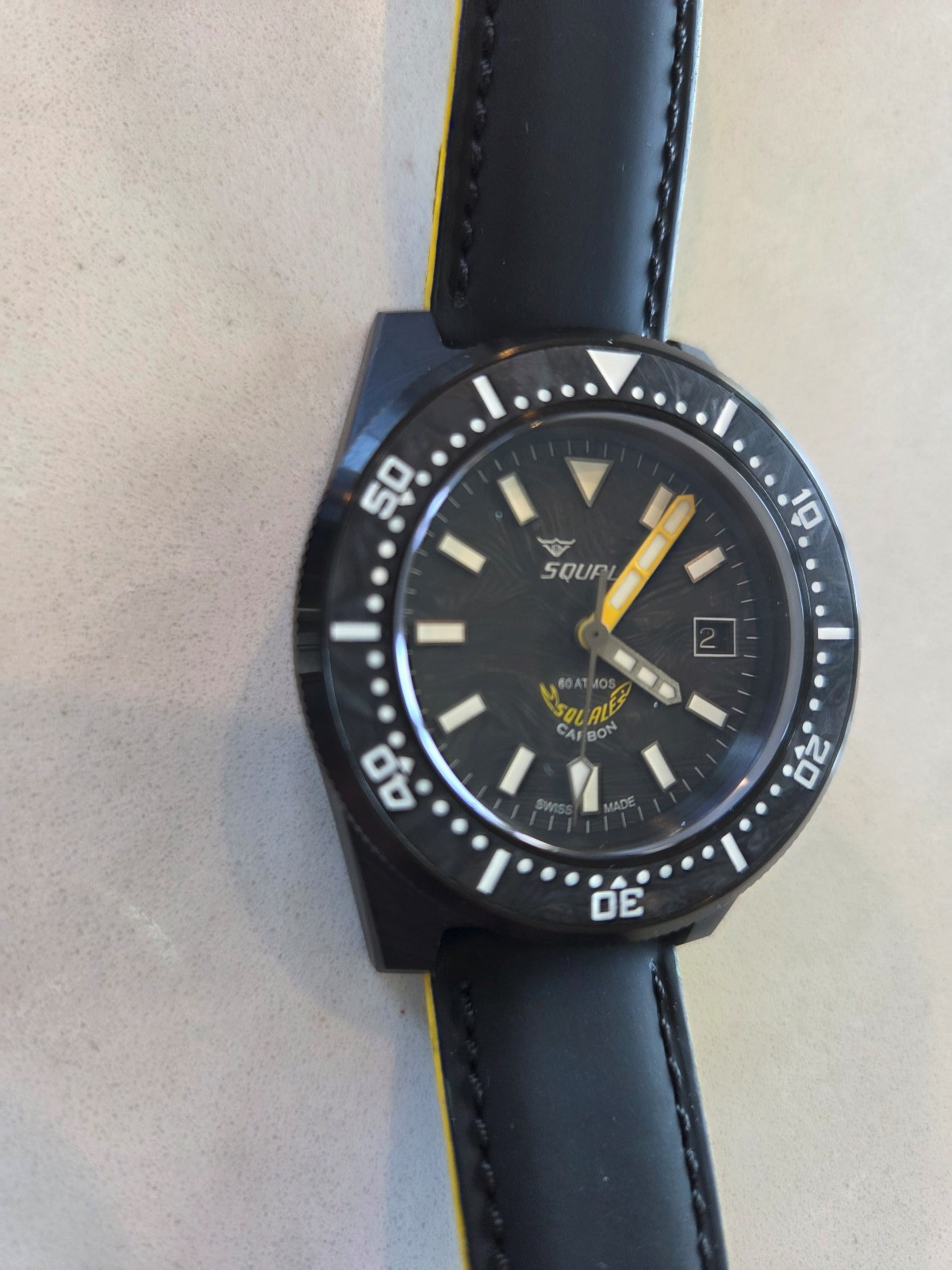 Squale T183 Forged Carbon Dive Watch with Yellow Accents