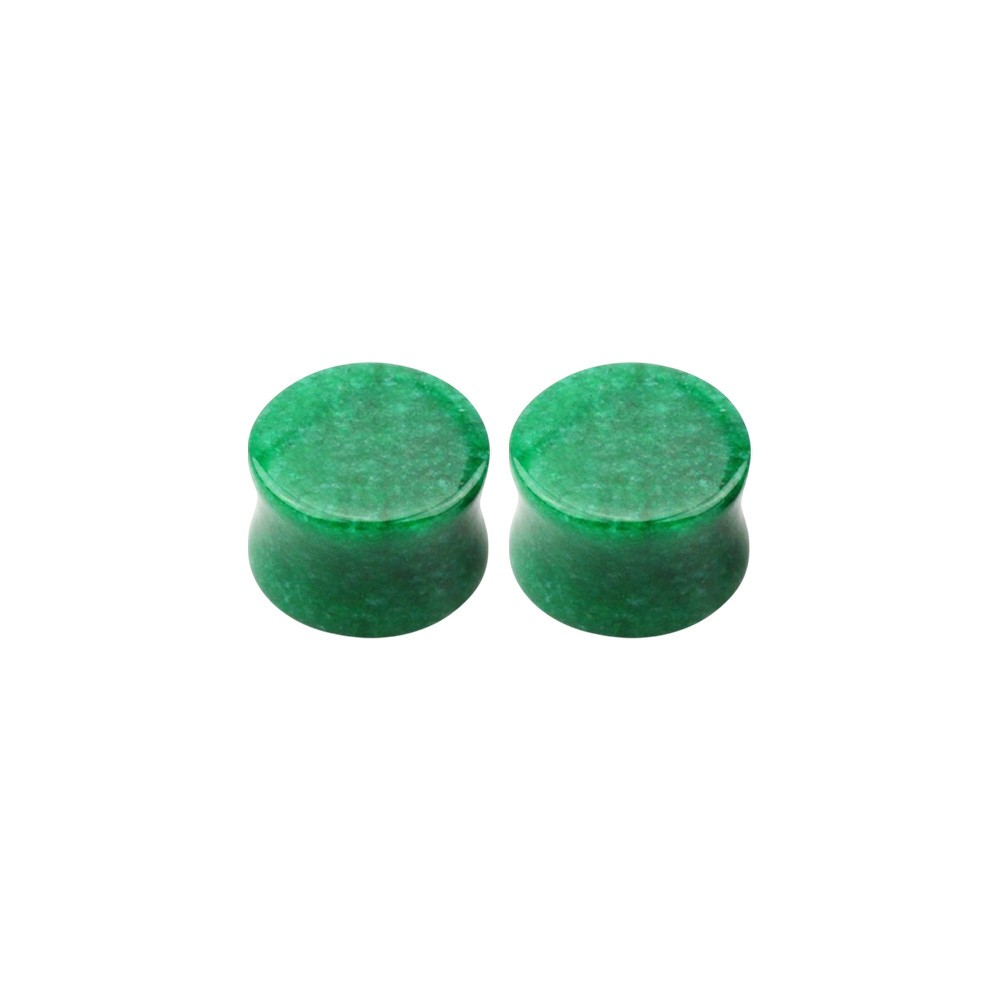 Jade Stone Double Flare Concave Tunnels Ear Gauges Plugs Expanders Piercing Pair
